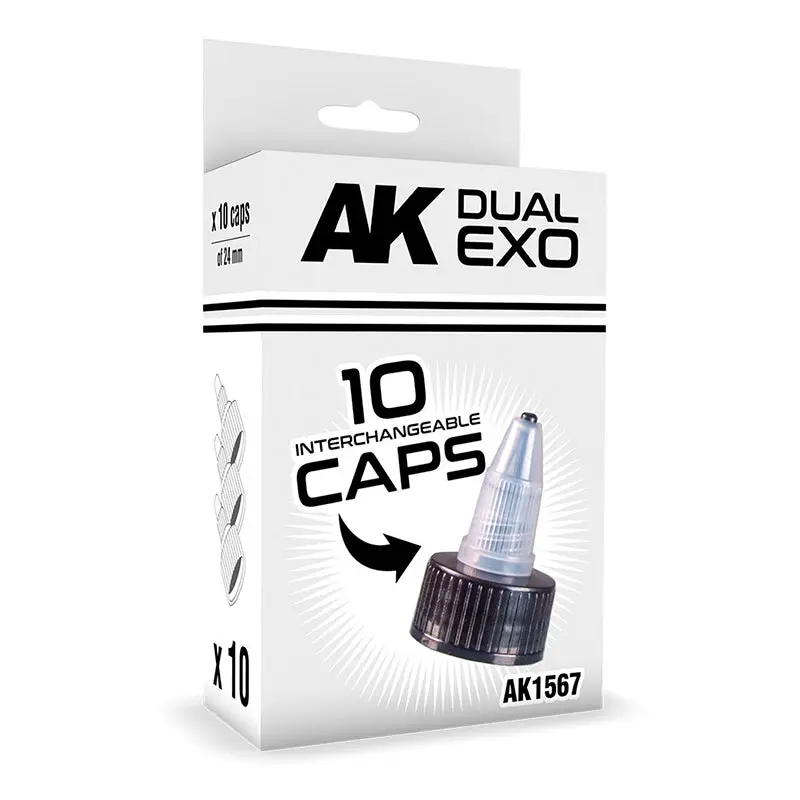 AK Interactive - Dual Exo 10 Interchangeable Cap 10-Piece Set 24mm Diameter