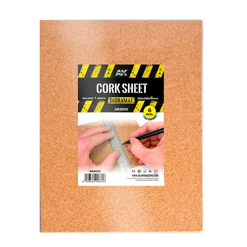 AK Interactive - Fine Grained Cork Sheets 200x290x6mm Size