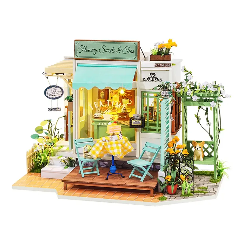 DIY Mini House Flowery Sweets And Teas