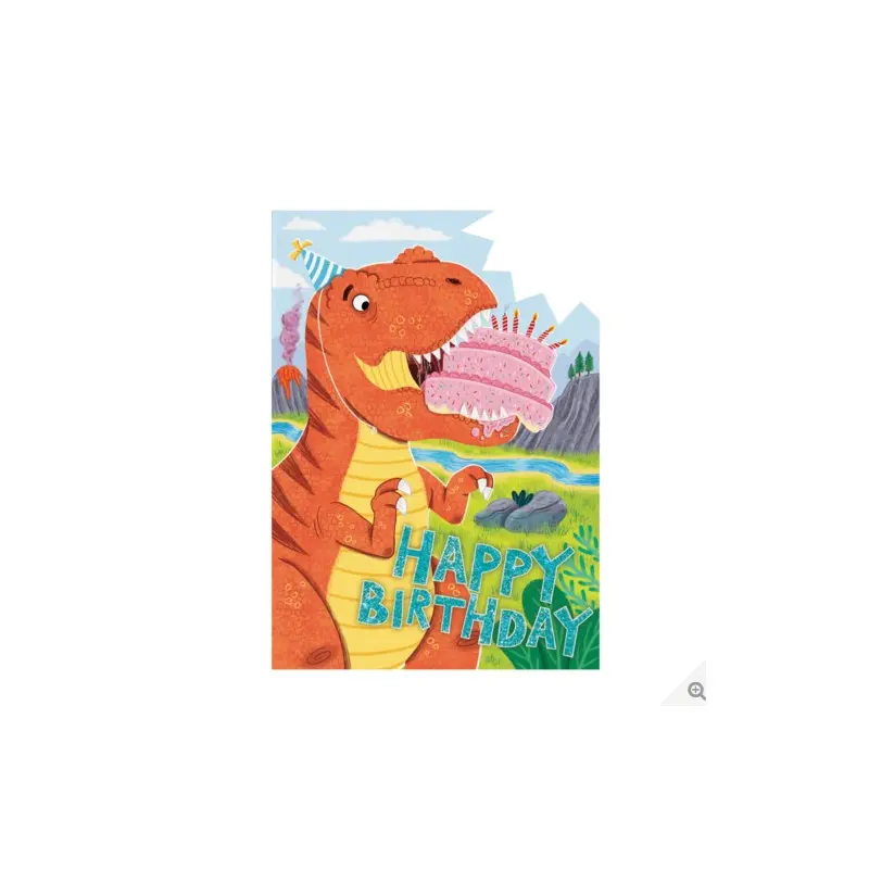 Dino with Cake Foil Card