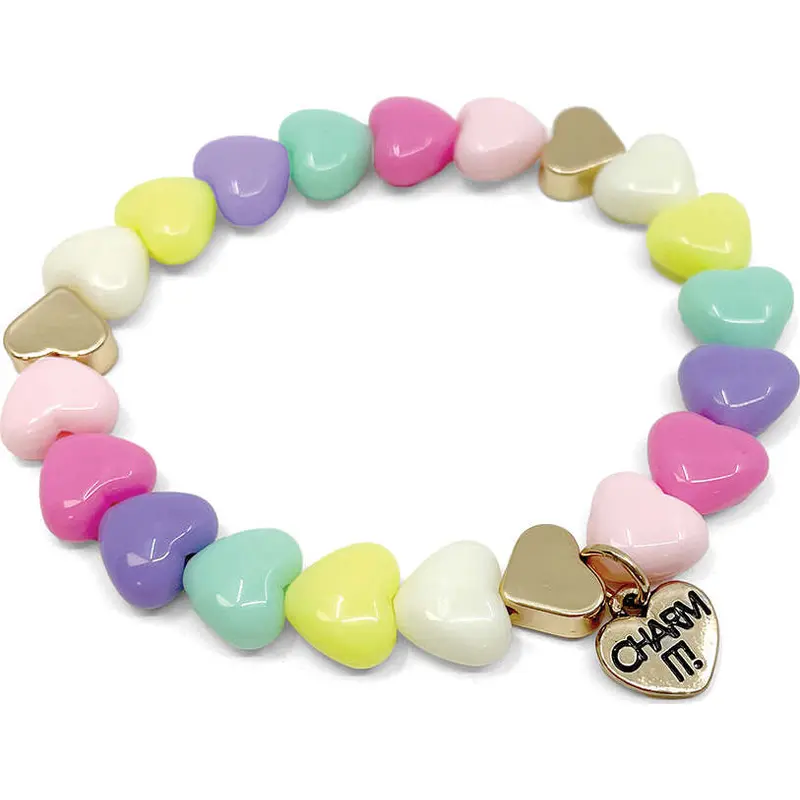 Charm It !! Gold Pastel Heart Stretch Bracelet