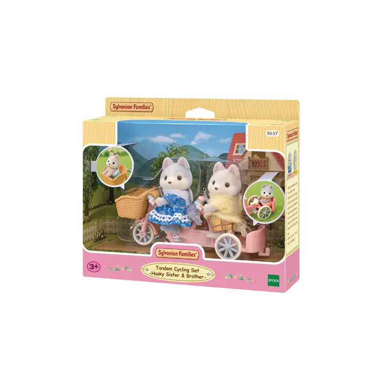 Calico Critters Tandem Cycling set - Husky Sister and Brother