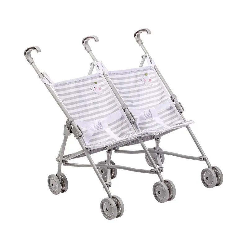 Berenguer Boutique Twin Doll Stroller - Elephant Theme Grey