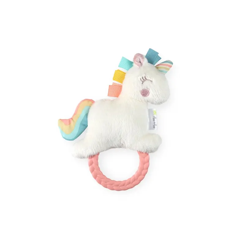 Unicorn Plush Rattle Pal W/Teether