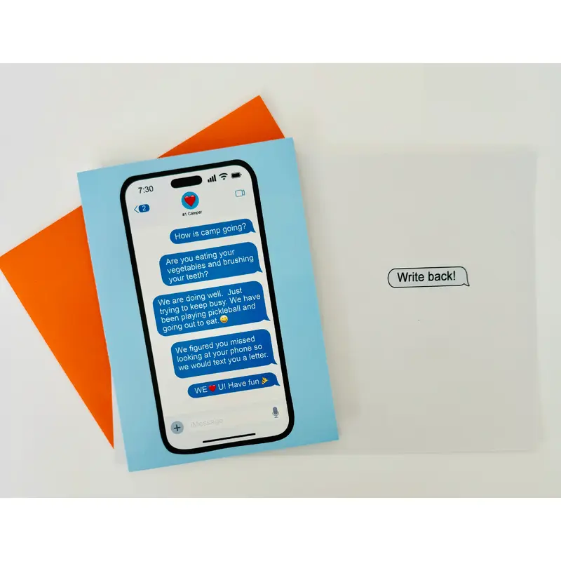 Text Message To Camper - Greeting Card