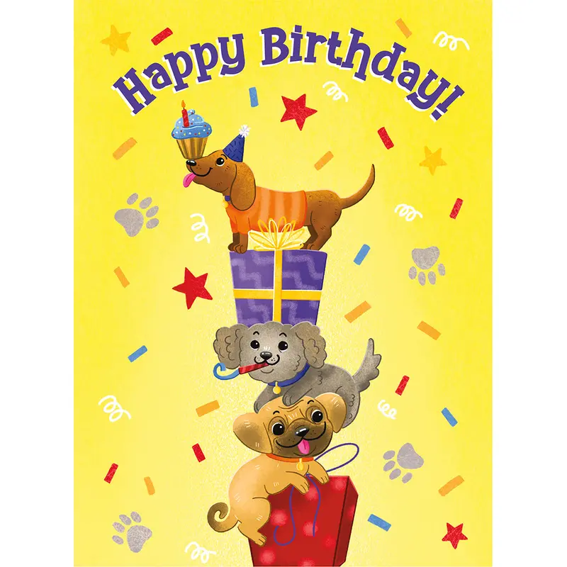 Tall Tri-Fold: Stacked Dogs Card