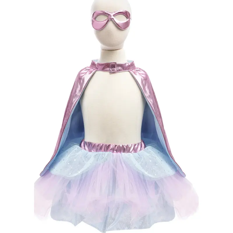 Super-Duper Tutu/Cape/Mask, Metallic Pink/Light Blue, Size 4-6