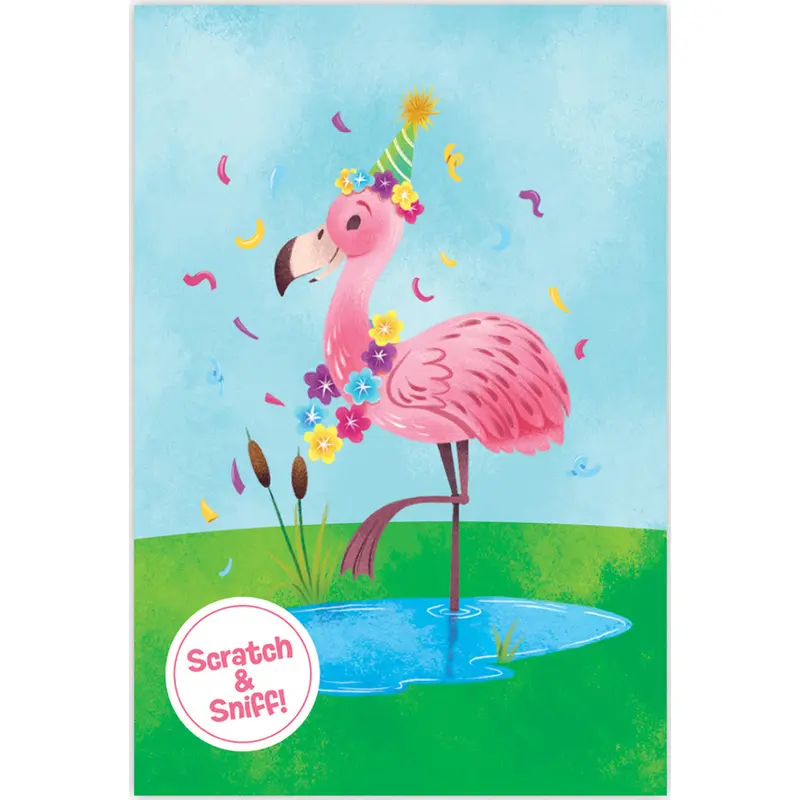 Scratch and Sniff: Strawberry Flamingo Enclosure Card