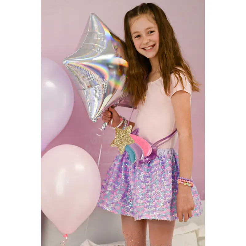Purple Party Sequins Skirt, Size 4-6