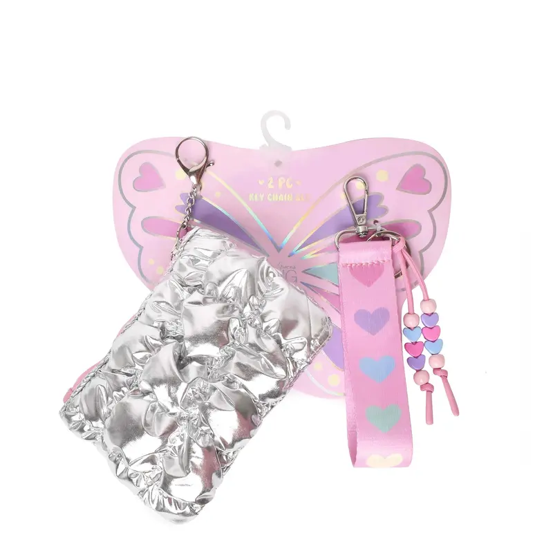 Quilted Scrunchies SIlver Metallic Bag Charm Set
