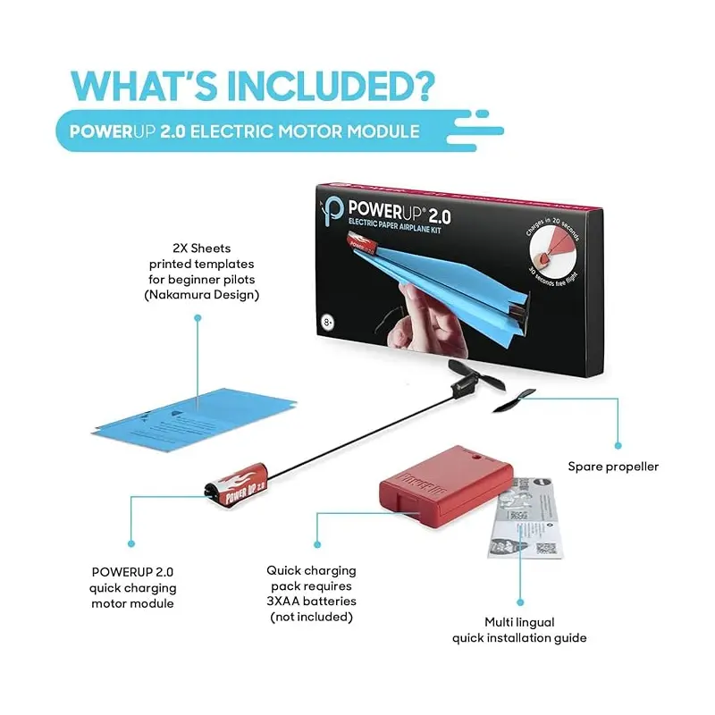 PowerUp2.0 - Electric Paper Airplane Conversion kit - Blue