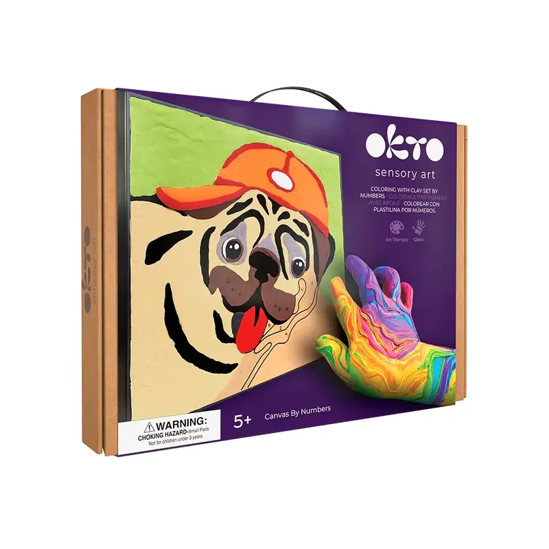 OKTO Sensory Art Coloring w/Clay Set by Numbers - Pug Dog