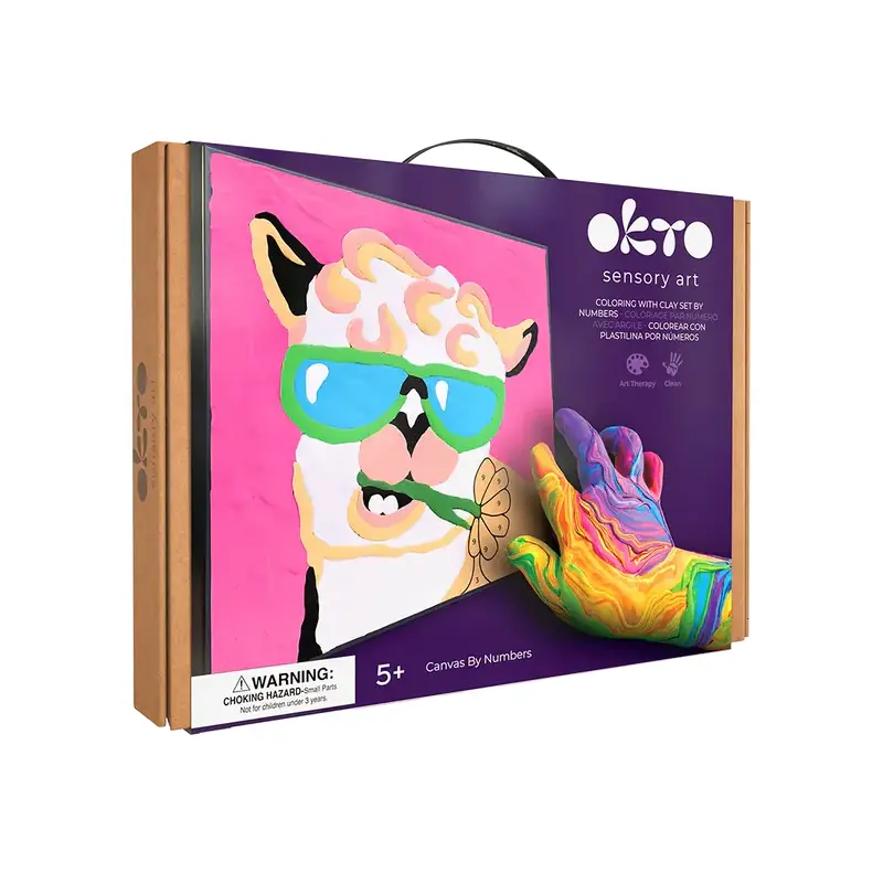 OKTO Sensory Art Coloring w/Clay Set by Numbers - Lama