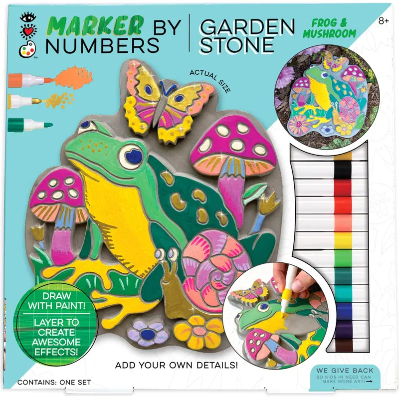 Marker By Number Frog & Mushroom Garden Stone