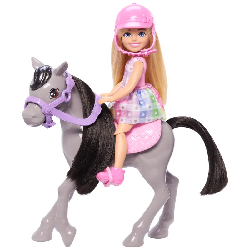 Barbie Chelsea Doll & Horse Toy Set, Includes Helmet Accessory, Doll Bends At Knees To Ride Pony