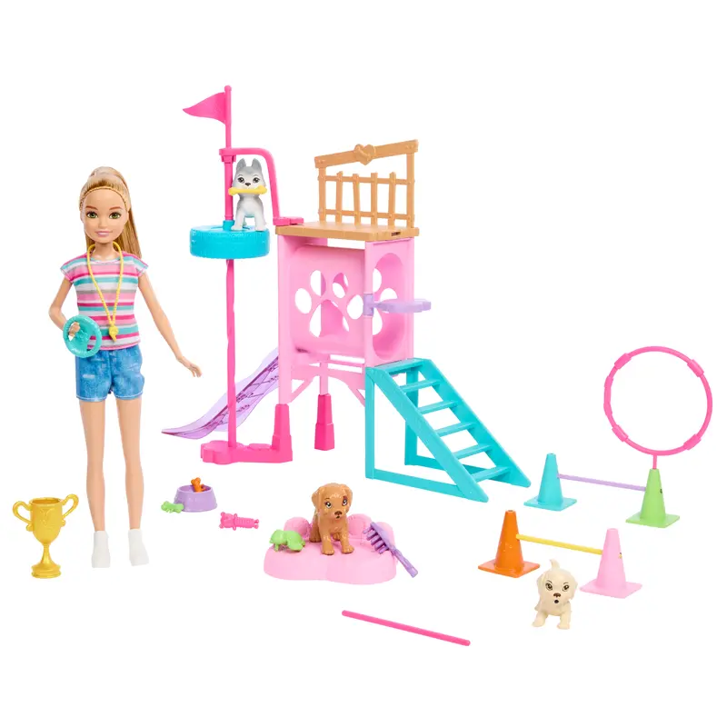 Barbie And Stacie To the Rescue Puppy Playground Playset With Doll, 3 Pet Dog Figures, & Accessories