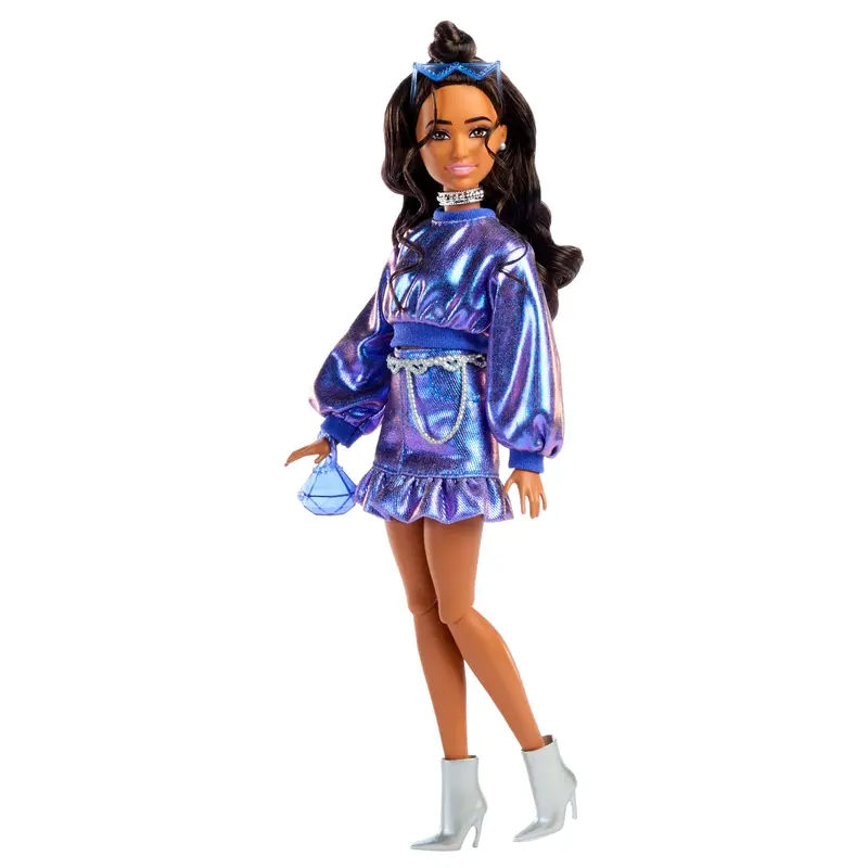 Barbie Fashionista Boneca Deluxe Cabelo Castanho e Cojunto Azul Metlico