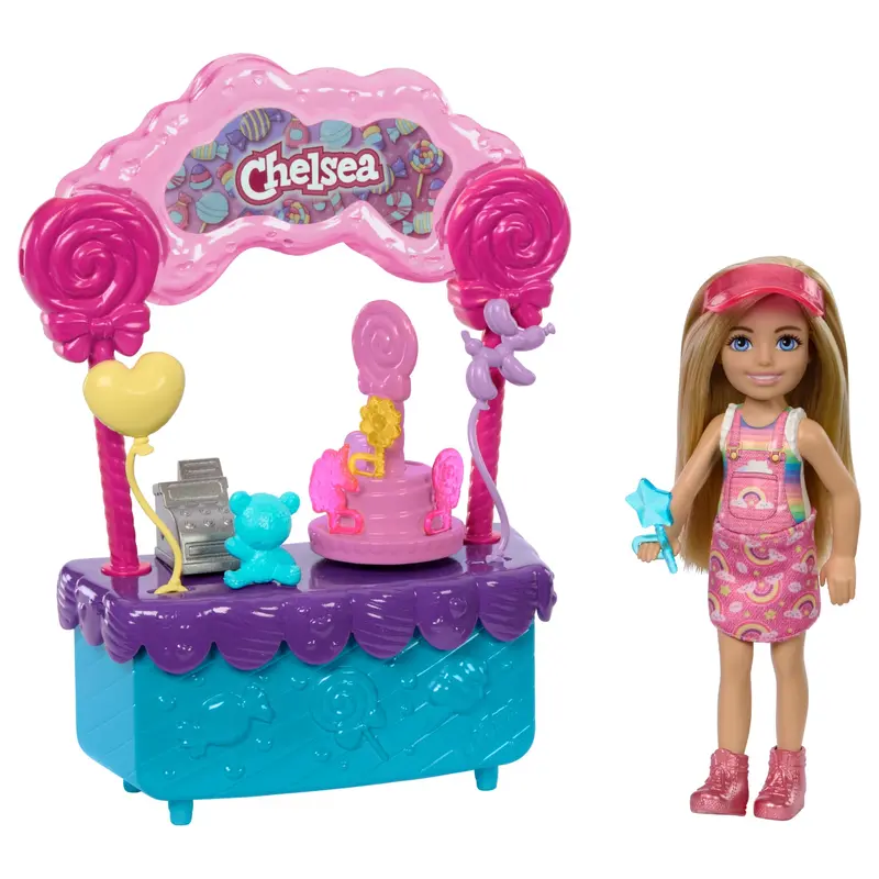 Barbie  Poupe Chelsea et Kiosque  Sucettes et Bonbons, 10lments