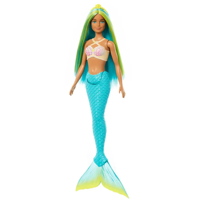 Barbie Fantasa Mueca Sirena Cabello Verde y Azul