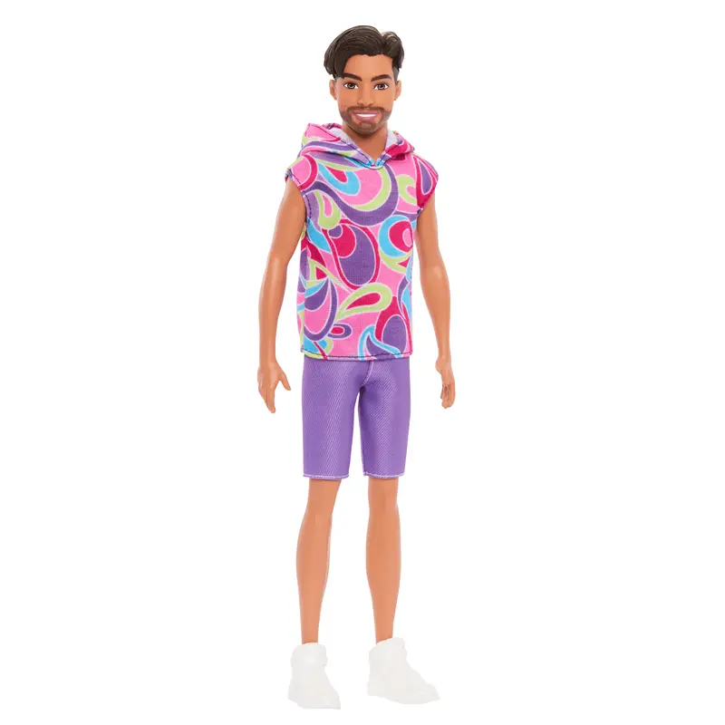 Barbie Fashionista Boneco Ken Camisa Colorida e Short Roxo