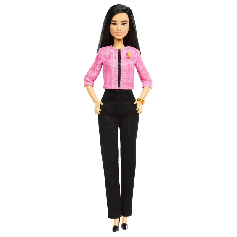 Barbie Future Leader Doll With Black Hair, 2 Golden Bracelets & Pin, Includes Sticker