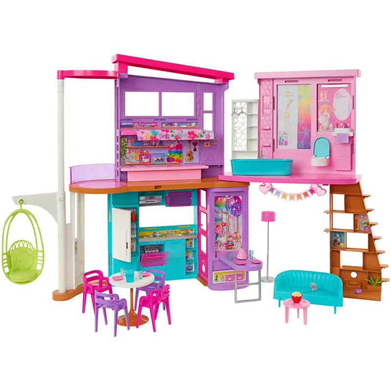 Barbie  Coffret de Jeu  Maison de Vacances  30+ lments, 3+ Ans
