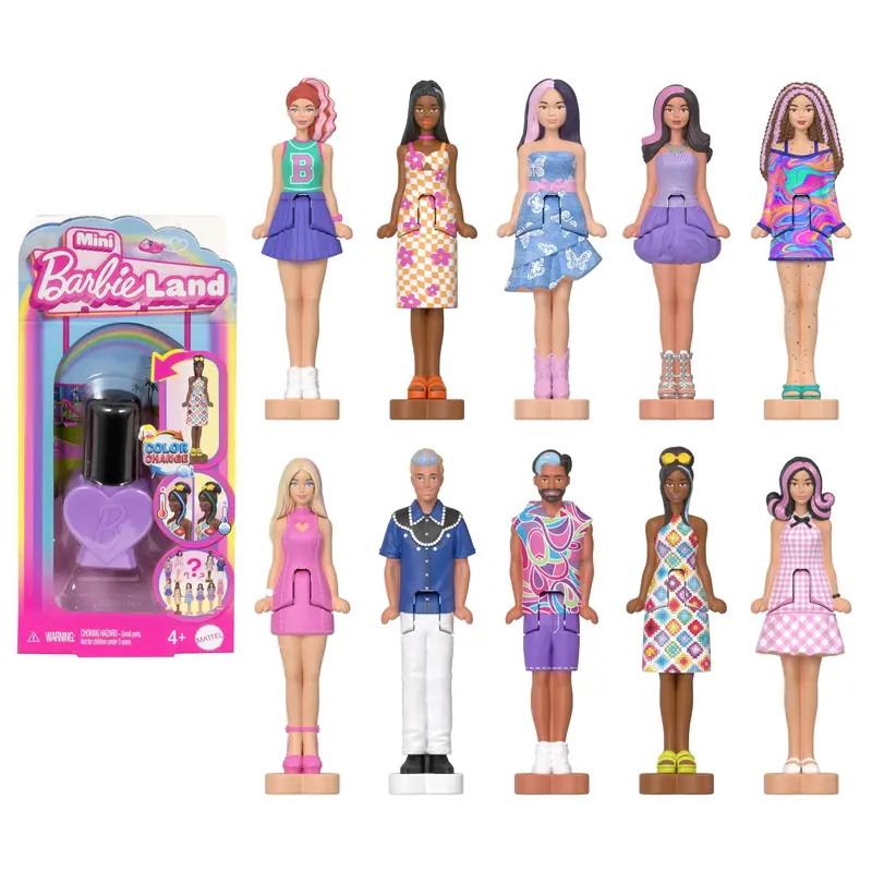 Barbie Mini Barbieland Fashionistas Dolls, 1.5-Inch Dolls in Nail Polish Container, Surprise Reveal