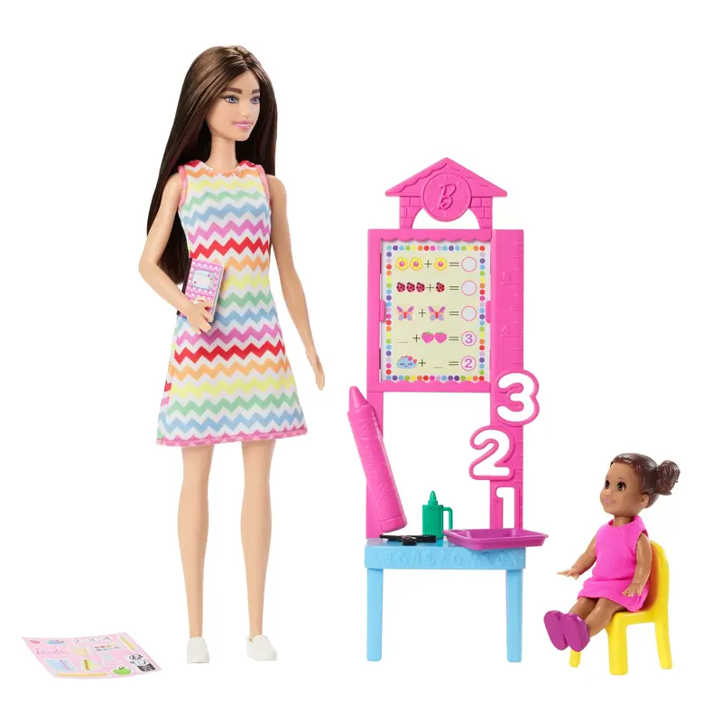 Barbie  Poupe  enseignante, Brunette, Tout-Petit et Accessoires