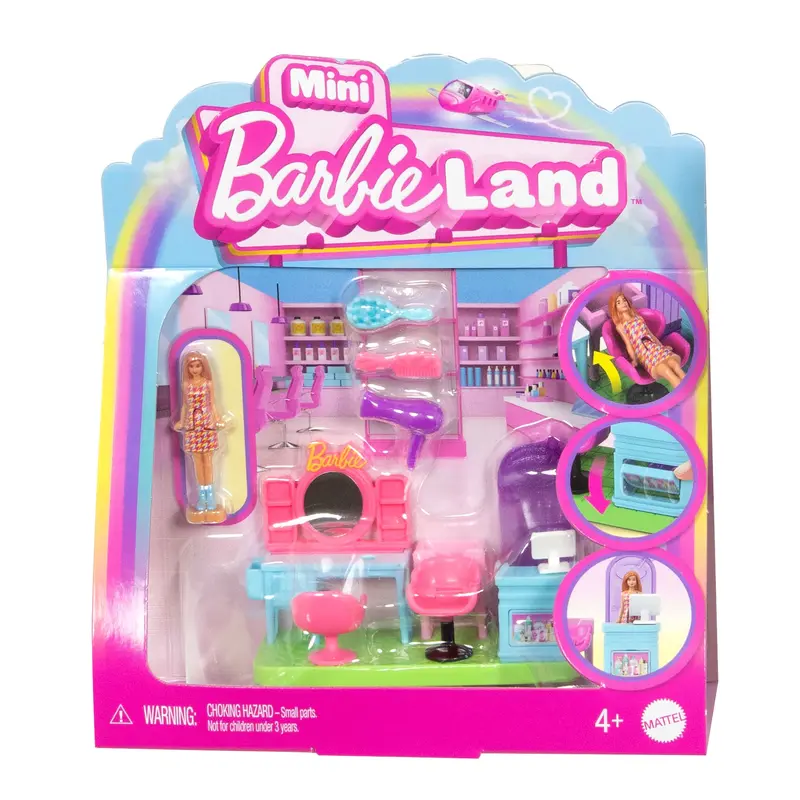 Barbie Mini Barbieland  Poupe et Coffret de Jeu Salon de Coiffure