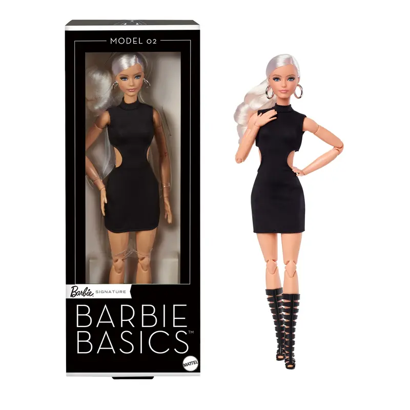 Barbie Basics Collectible Doll, Model 02 With Blonde Hair in Black Dress & Gladiator Boots