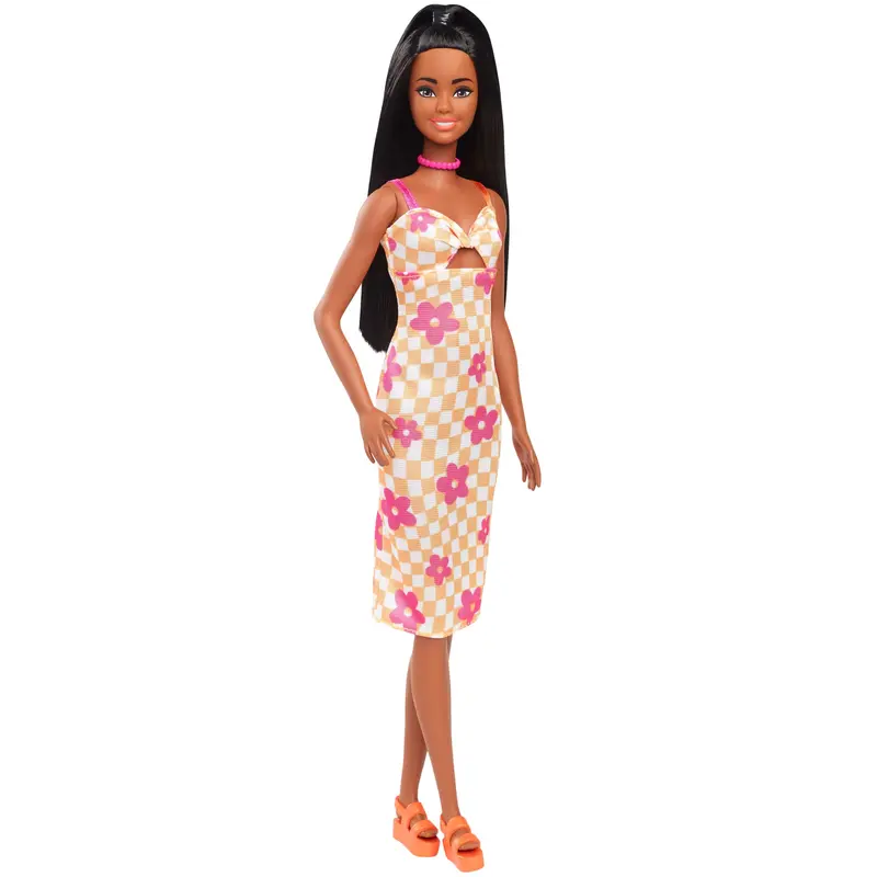 Barbie Fashionista Mueca Vestido de Cuadros con Flores