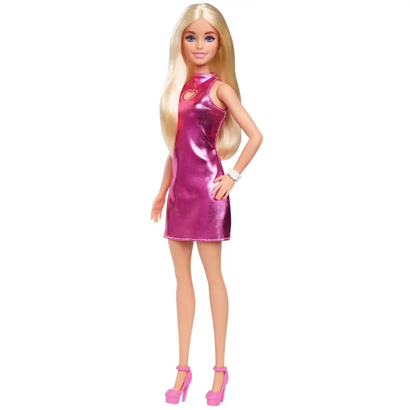 Barbie Fashionista Mueca Vestido Rosa de Piel