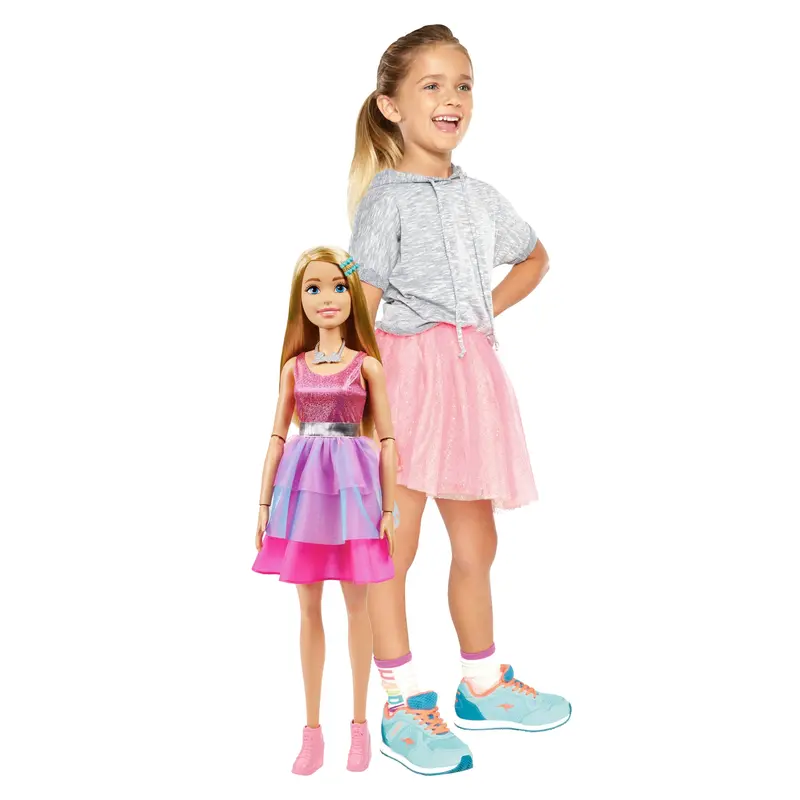 Barbie Large Dolls Mueca Vestido Rosa con Morado Cabello Rubio 71 cm