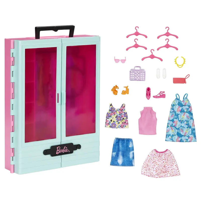 Barbie Coffret de Jeu Armoire Mode, 3 Tenues, Accessoires, 3-8Ans