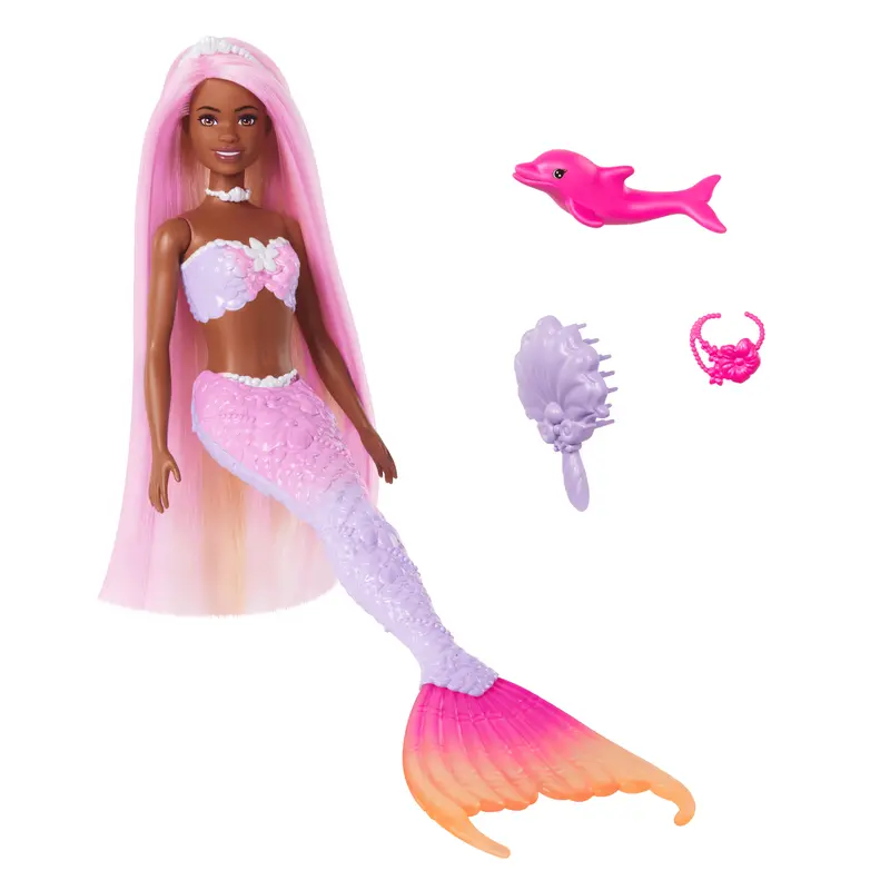Barbie Brooklyn Mermaid Doll With Color Change Feature, Pet Dolphin And Accessories