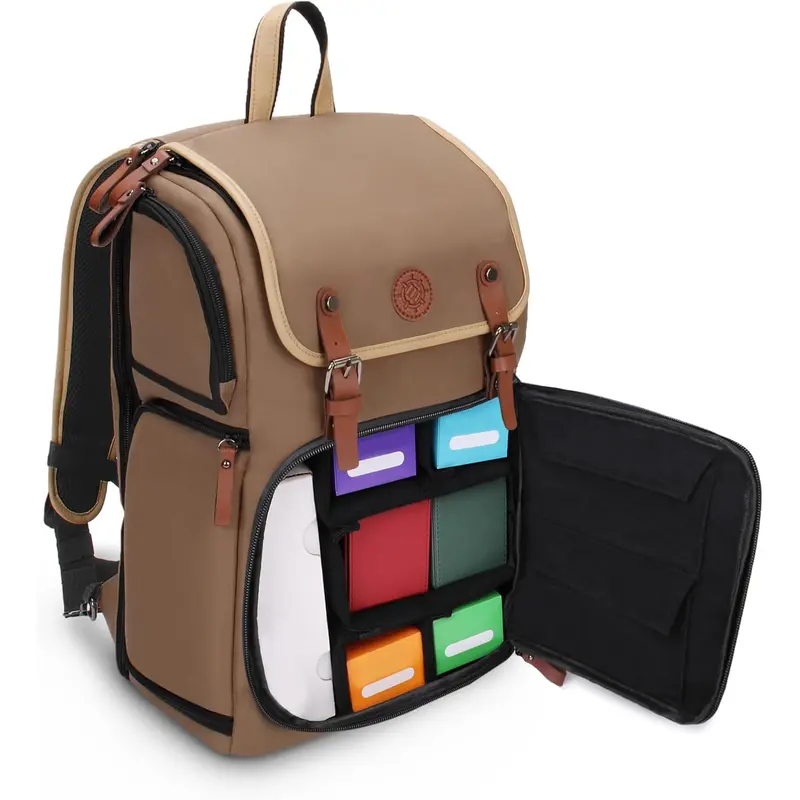 Enhance - Full Size Trading Card Storage Box Backpack - Tan