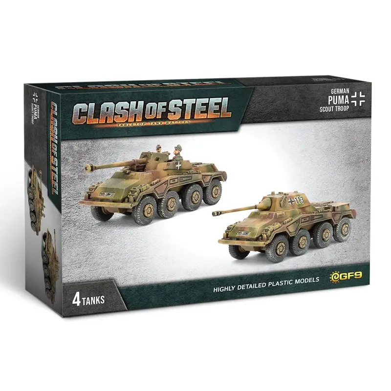 Clash of Steel Tabletop Tank Battles German Puma Scout Troop Plastic Tank Models 4-Piece Set