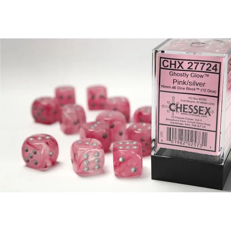 Chx 27724 Ghostly Glow Pink/silver 16mm Dice Cube