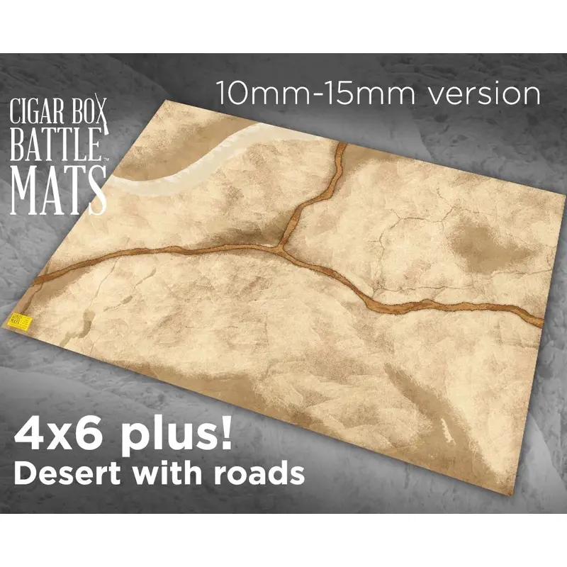 Cigar Box Battlemat Desert with Roads 15mm 4x6 Battle Mat
