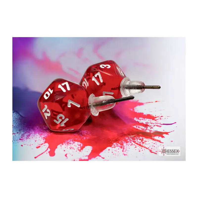 Chessex CHX 54501 Stud Earrings Translucent Red Mini-Poly d20 Pair (Preorder)