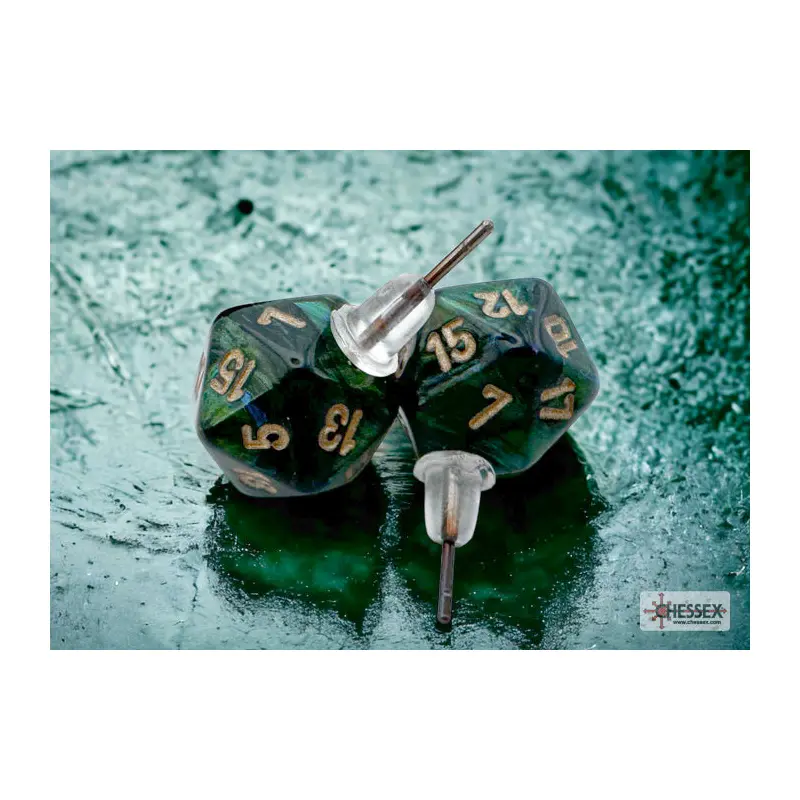 Chessex CHX 54504 Stud Earrings Scarab Jade Mini-Poly d20 Pair (Preorder)