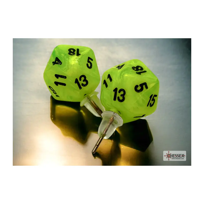 Chessex CHX 54505 Stud Earrings Vortex Bright Green Mini-Poly d20 Pair (Preorder)