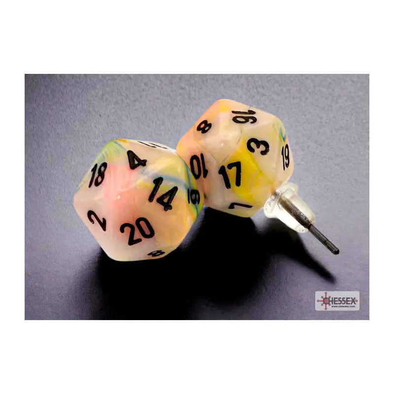 Chessex CHX 54506 Stud Earrings Festive Circus Mini-Poly d20 Pair (Preorder)
