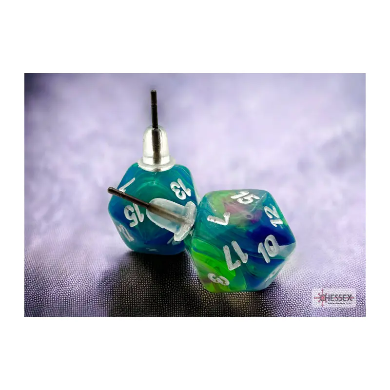 Chessex CHX 54509 Stud Earrings Festive Waterlily Mini-Poly d20 Pair (Preorder)
