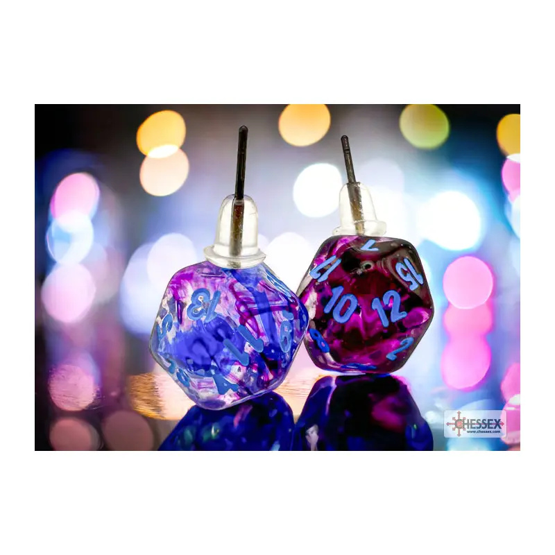 Chessex CHX 54510 Stud Earrings Nebula Nocturnal Mini-Poly d20 Pair (Preorder)
