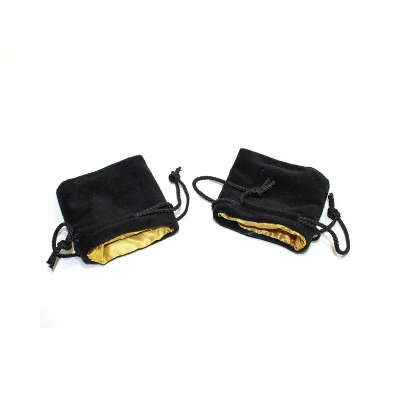Chessex - Velvet Dice Bag 3.75" x 4" Size - Black with Gold