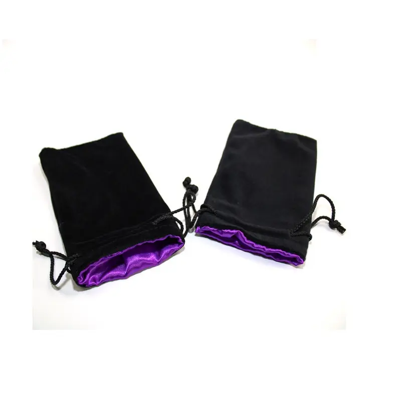 Chessex - Velvet Dice Bag 5" x 8" Size - Black with Purple