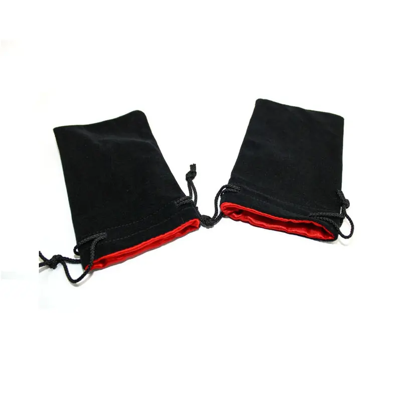 Chessex - Velvet Dice Bag 5" x 8" Size - Black with Red