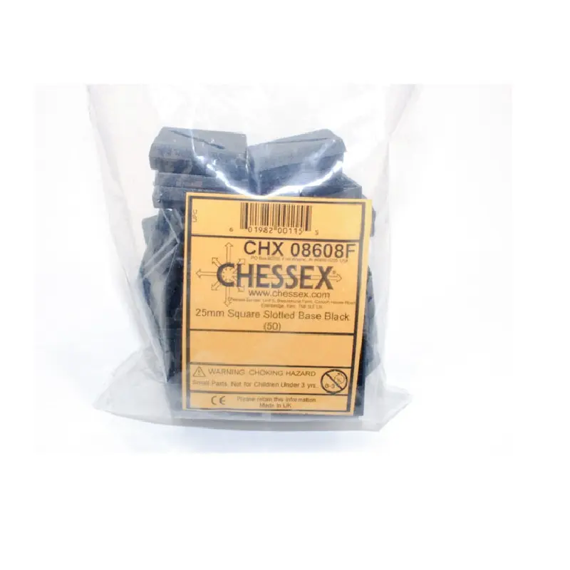 Chessex - Square Slotted Base 50-Piece Set 25mm - Black