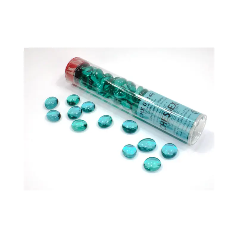 Chessex - Glass Stones 20+ in a 5 1/2 Inch Tube - Teal (CHX01146)